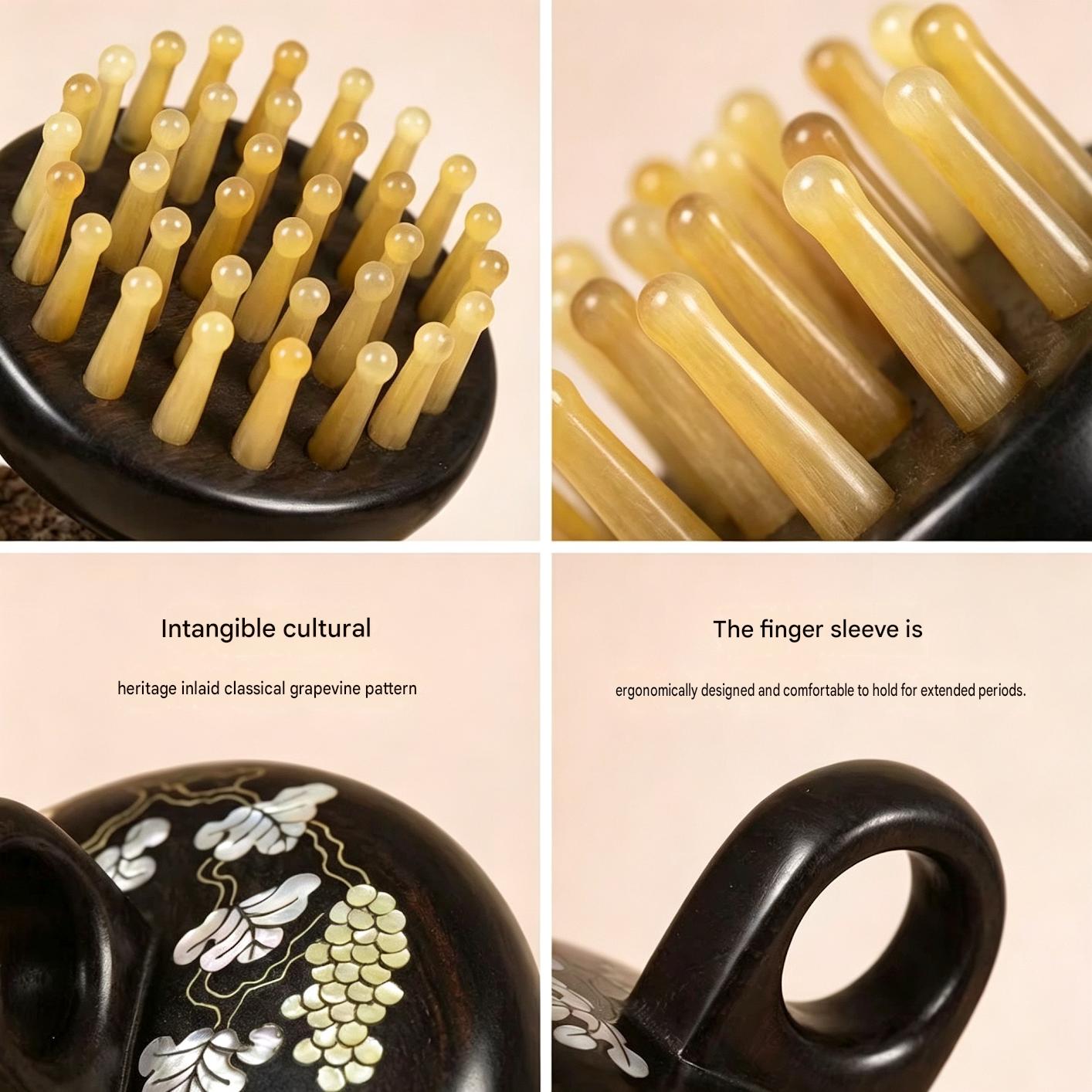 Zitan Wood & Goat Horn Massage Comb — Handcrafted, One of a Kind