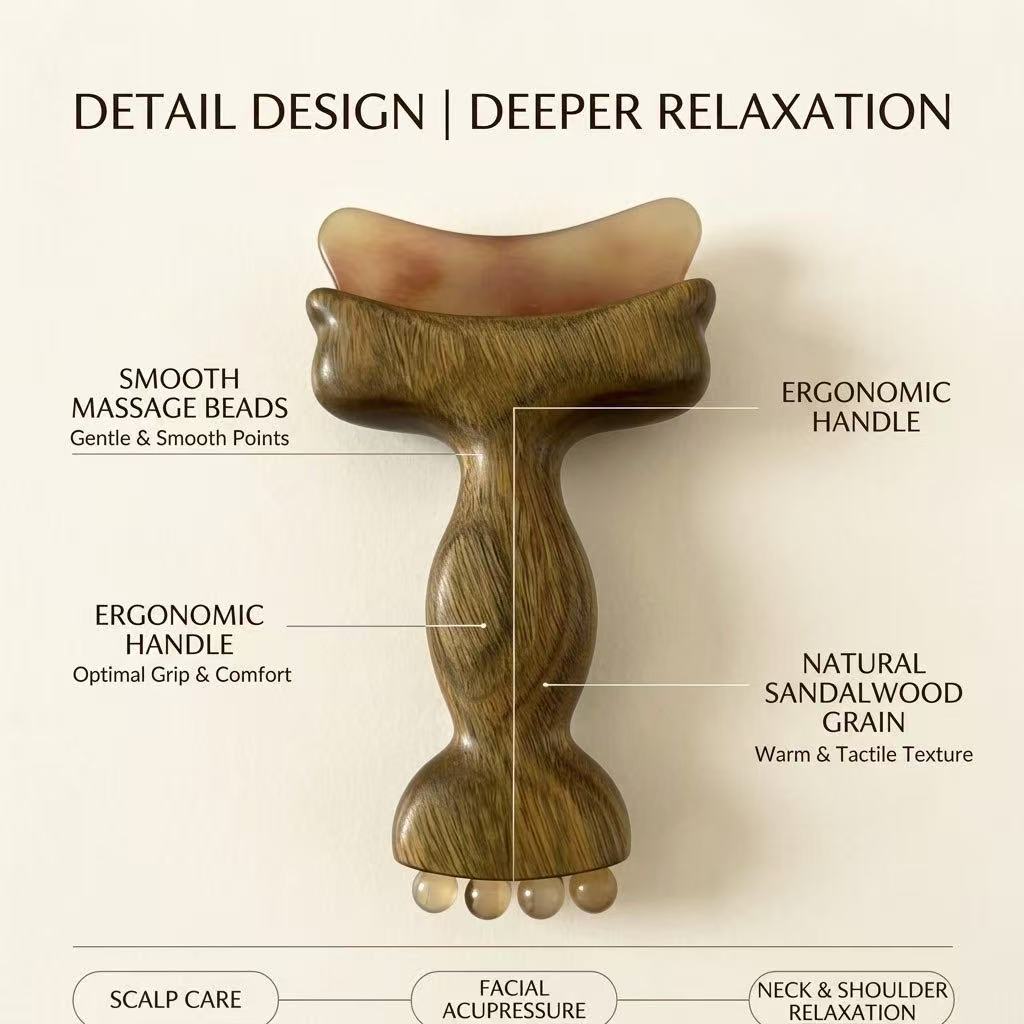 Green Sandalwood & Sheep Horn 3-in-1 Gua Sha Massage Wand