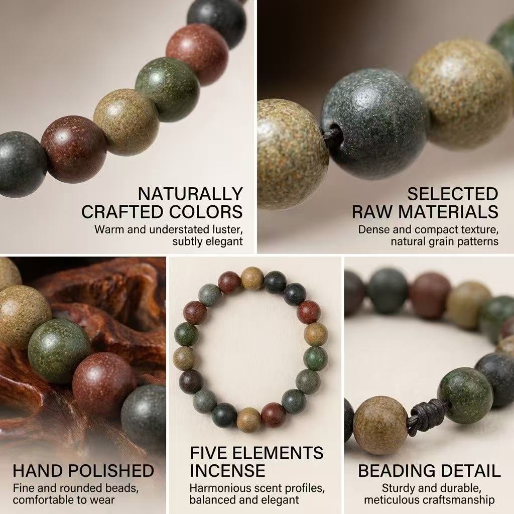 Handcrafted Herbal Bead Bracelet — Six-Herb Aromatic Ritual for Calm & Rest