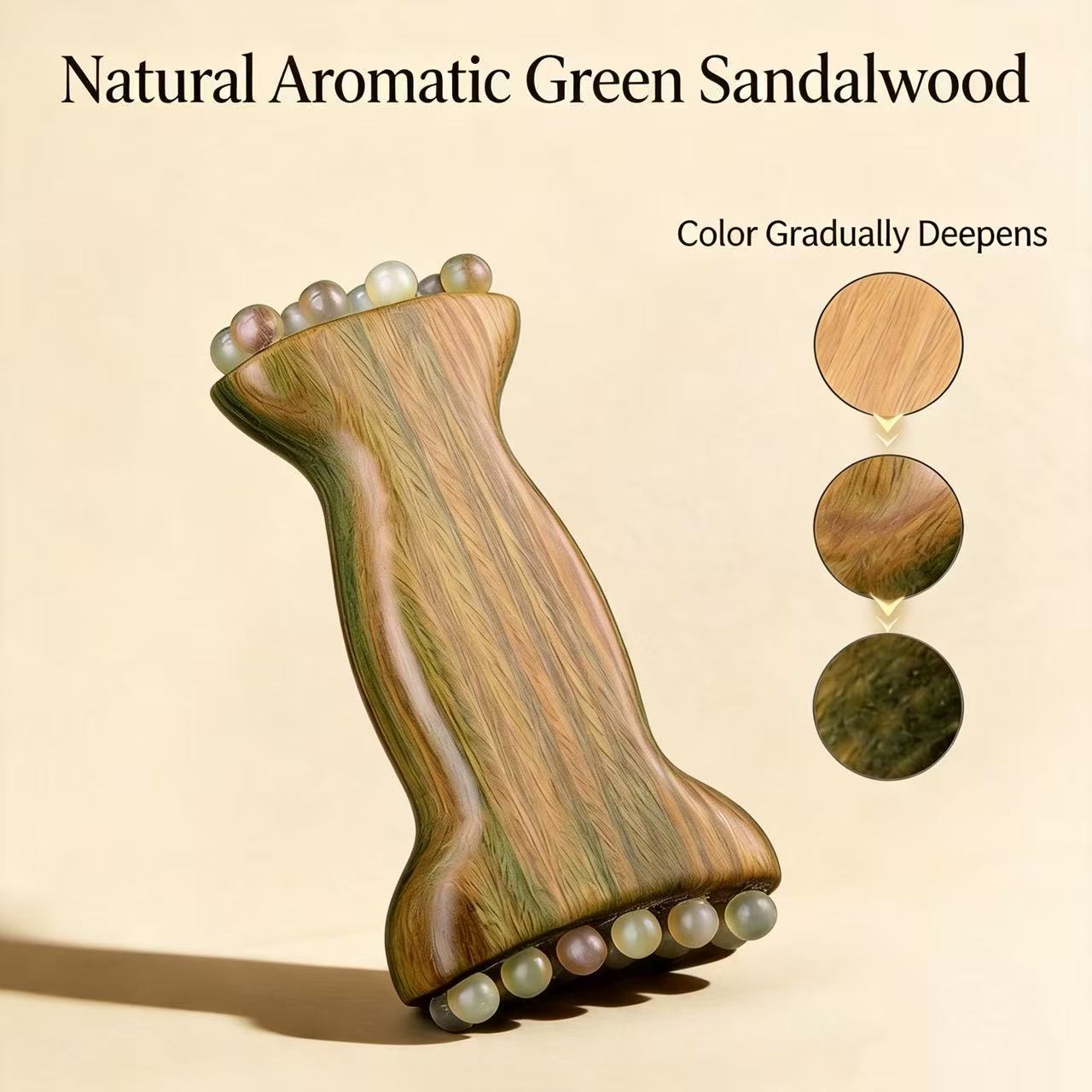 Green Sandalwood Gua Sha Comb — 3-in-1 Facial Sculpting & Massage Tool