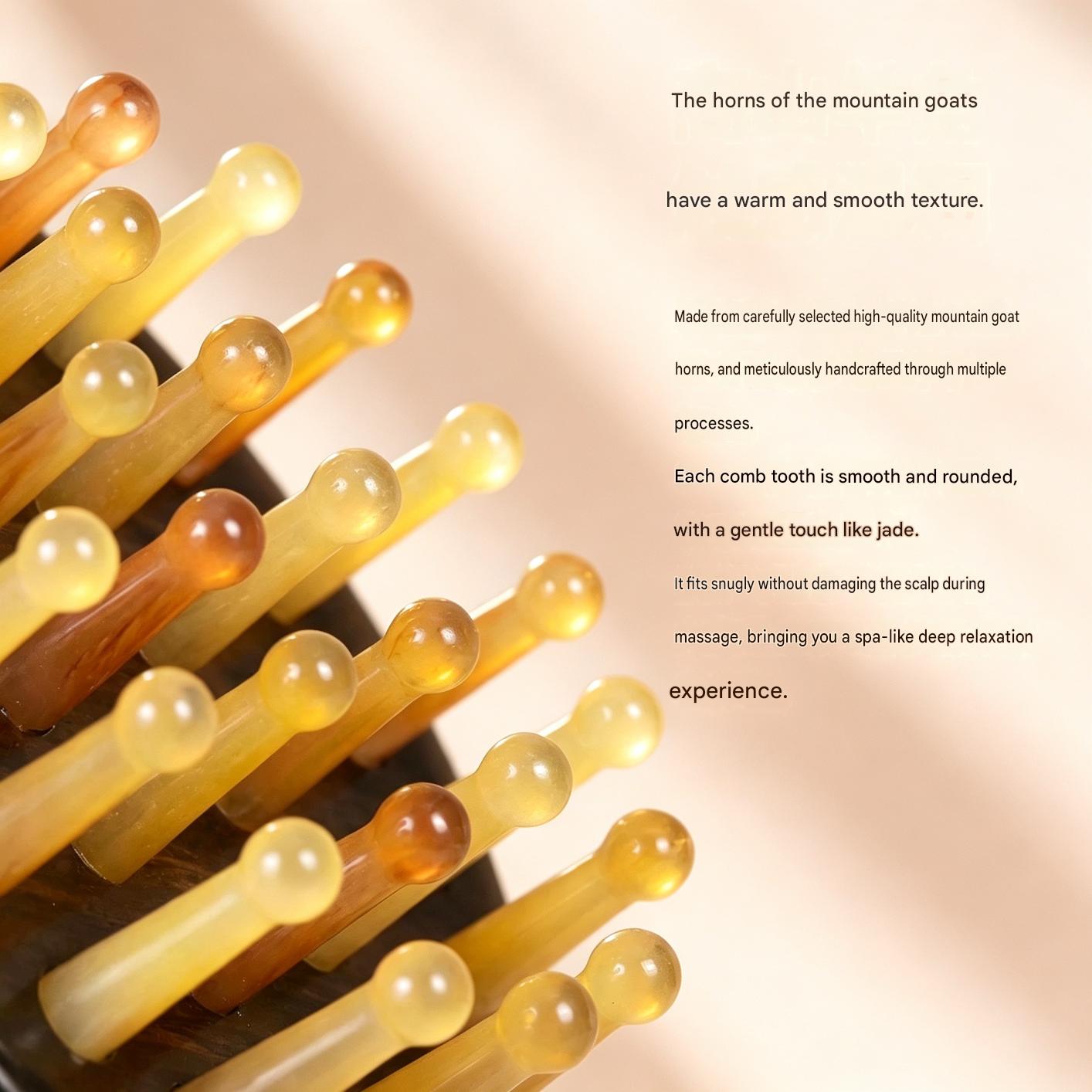 Zitan Wood & Goat Horn Massage Comb — Handcrafted, One of a Kind
