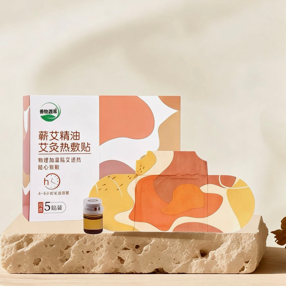 Warm Moxibustion Patch Kit – Self-Heating Patches + Herbal Essential Oil | Pour & Stick