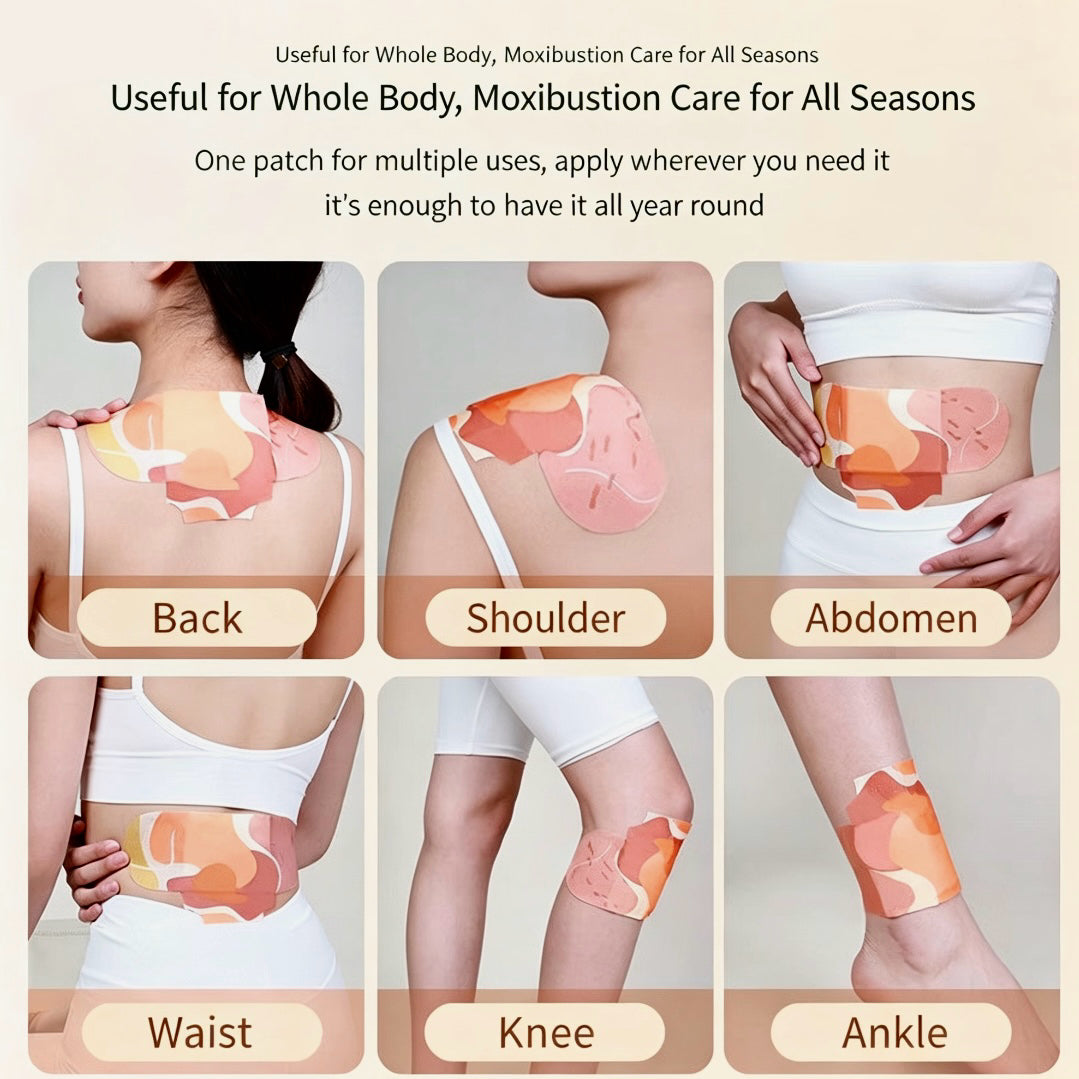 Warm Moxibustion Patch Kit – Self-Heating Patches + Herbal Essential Oil | Pour & Stick