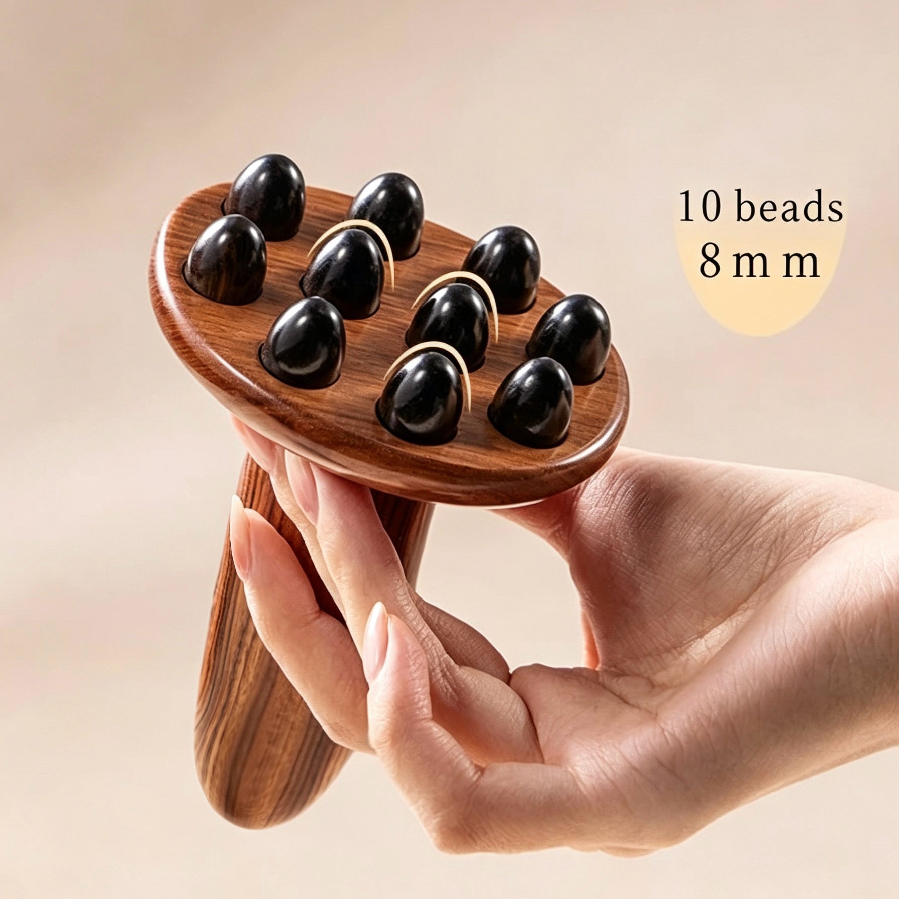 Pear Wood & Ebony Body Massage Roller — Puffiness & Body Massage + Free Body Oil