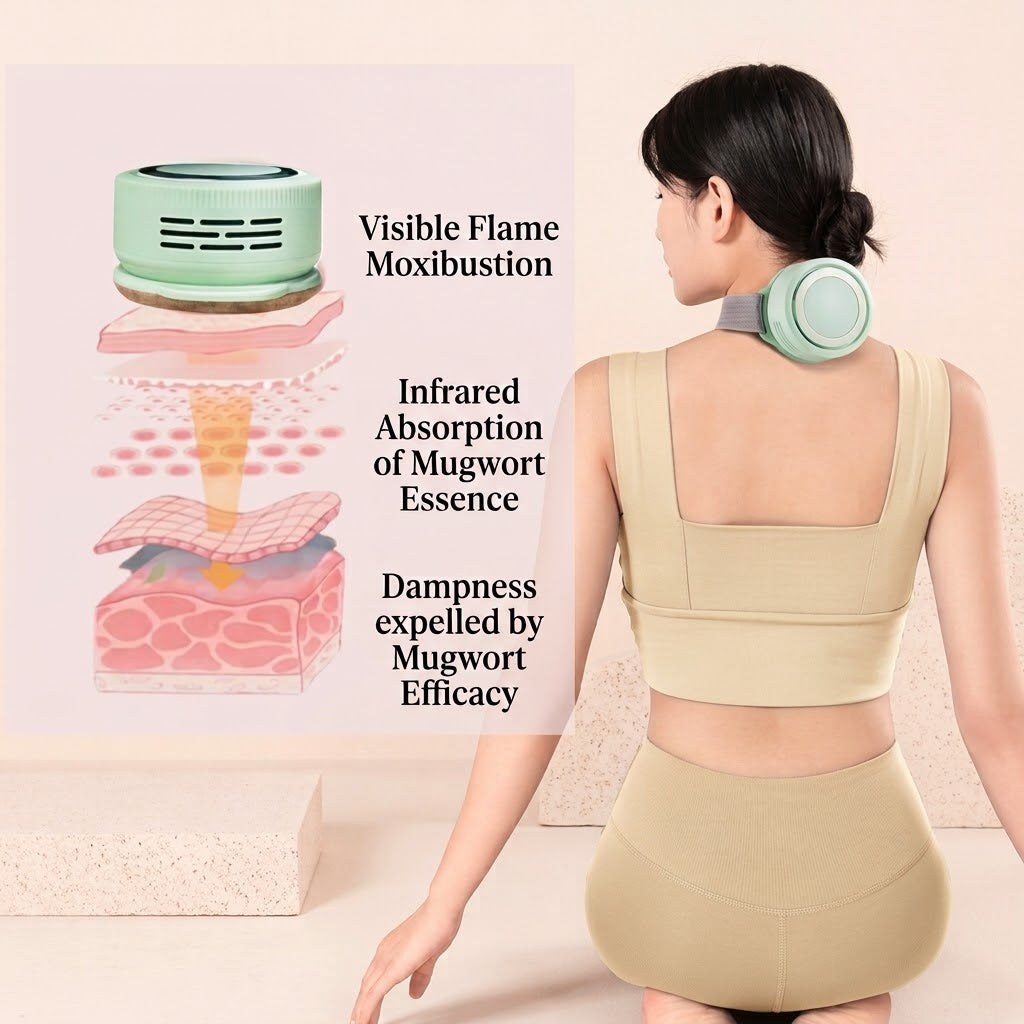 Bamboo Moxa Box with Adjustable Heat & Strap — Includes 8 Moxa Cones