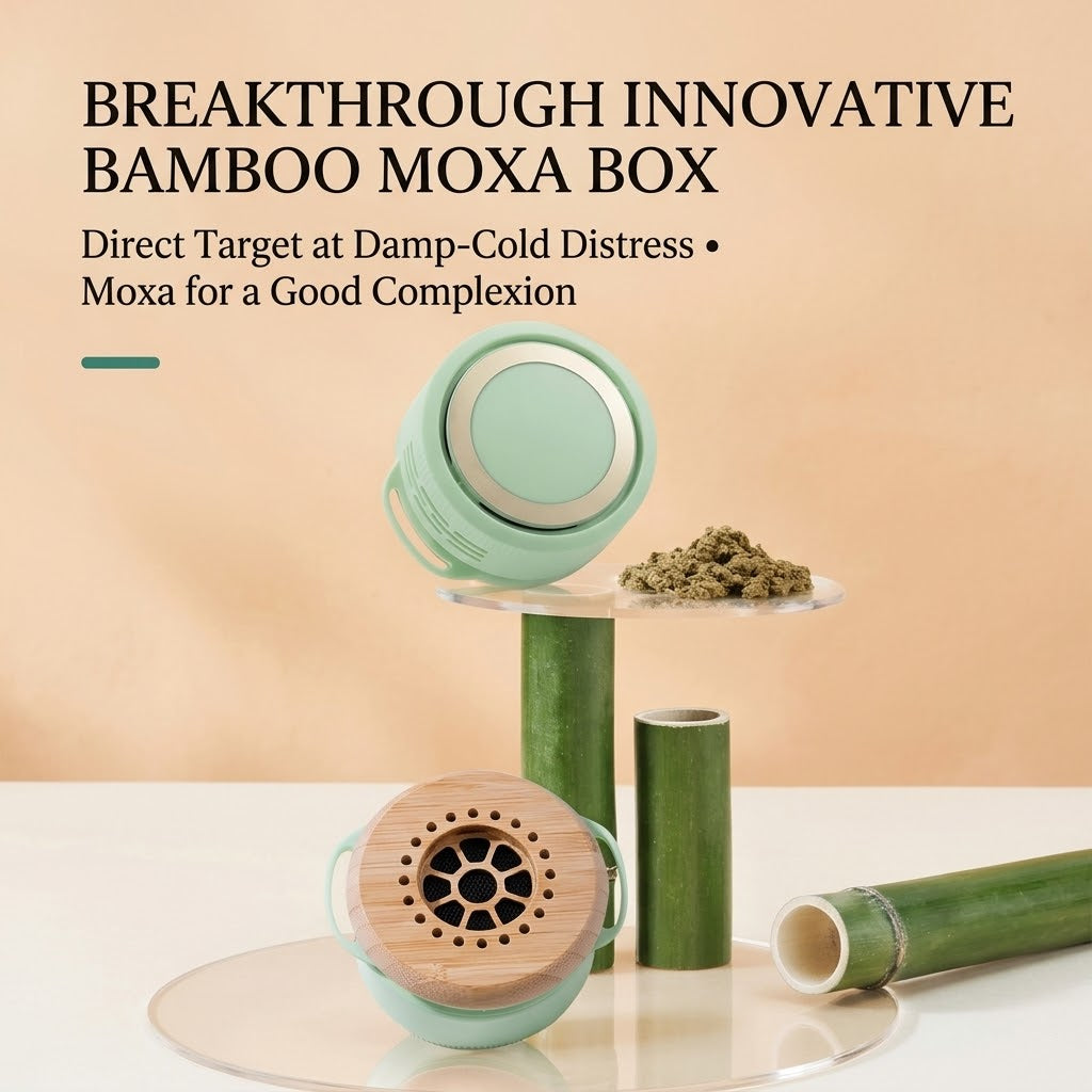 Bamboo Moxa Box with Adjustable Heat & Strap — Includes 8 Moxa Cones