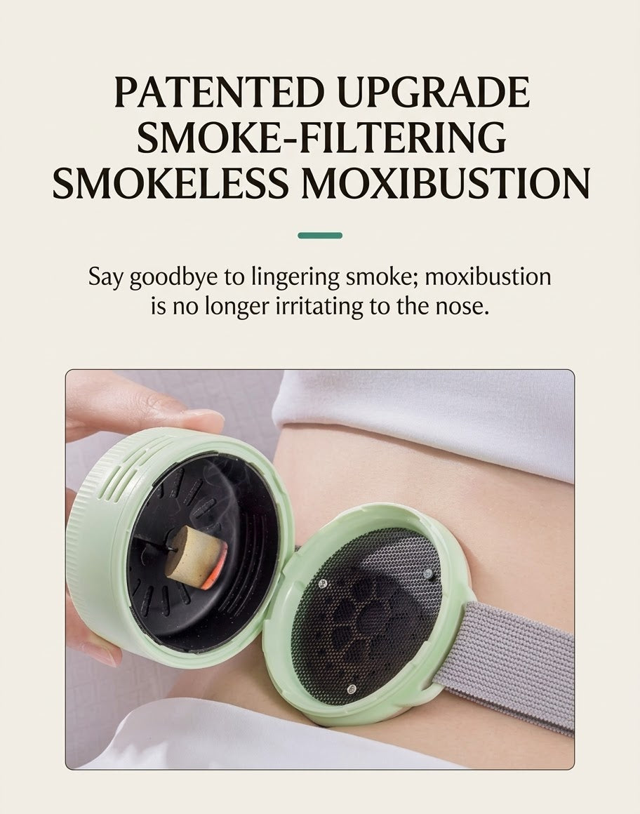 Bamboo Moxa Box with Adjustable Heat & Strap — Includes 8 Moxa Cones