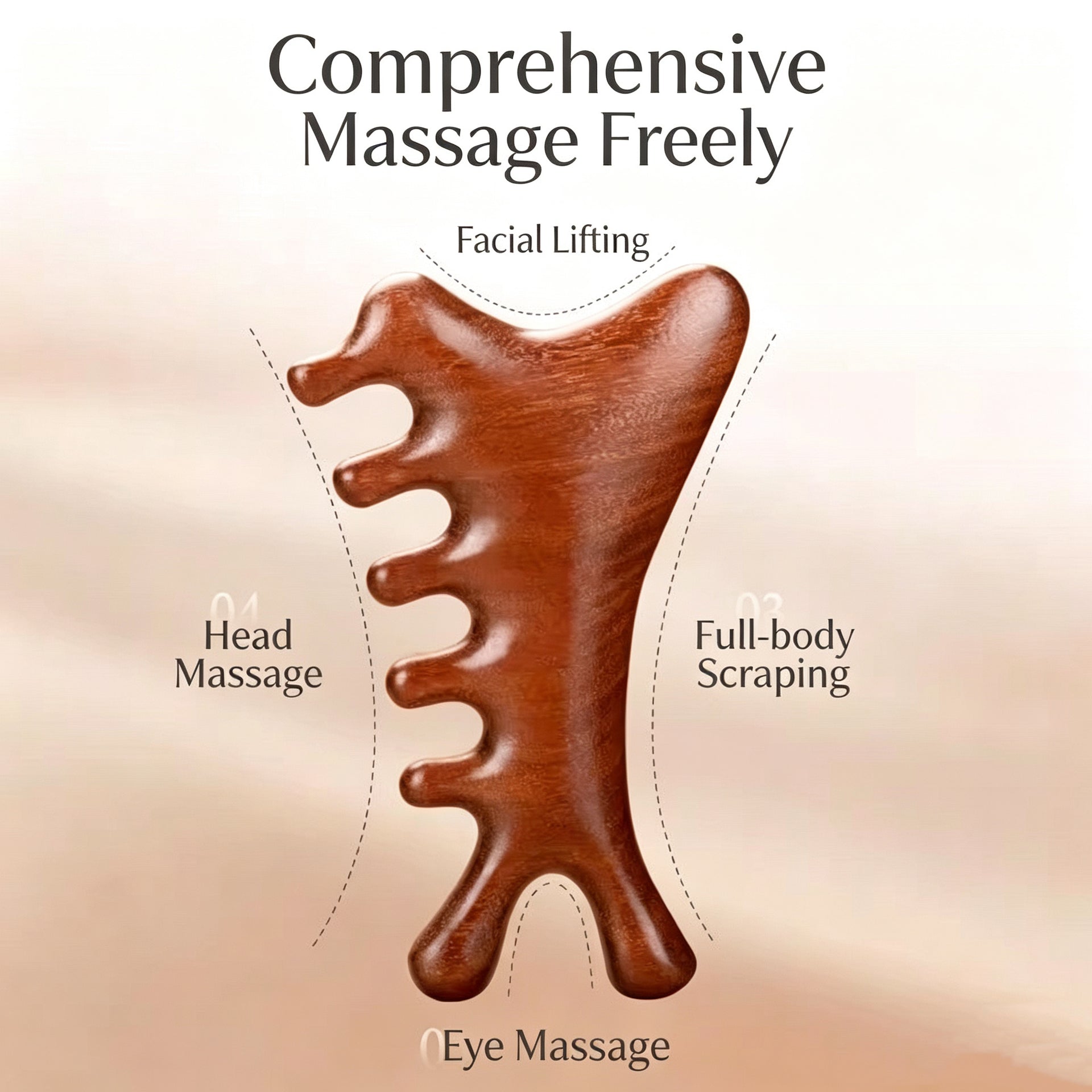 4-in-1 Rosewood Gua Sha Board – Facial Massage & Contouring Tool