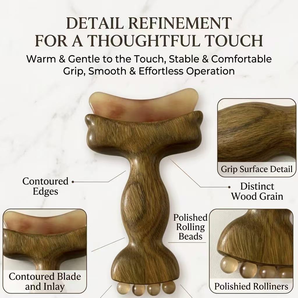 Green Sandalwood & Sheep Horn 3-in-1 Gua Sha Massage Wand